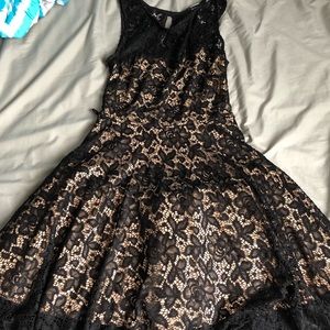 Black and Tan lace mini dress